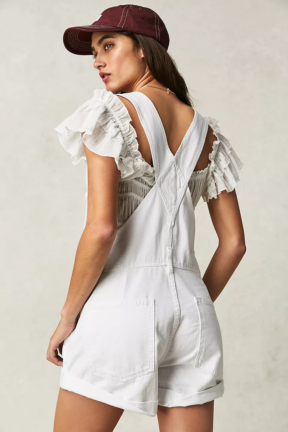 Trendy Women's Denim Short Overalls