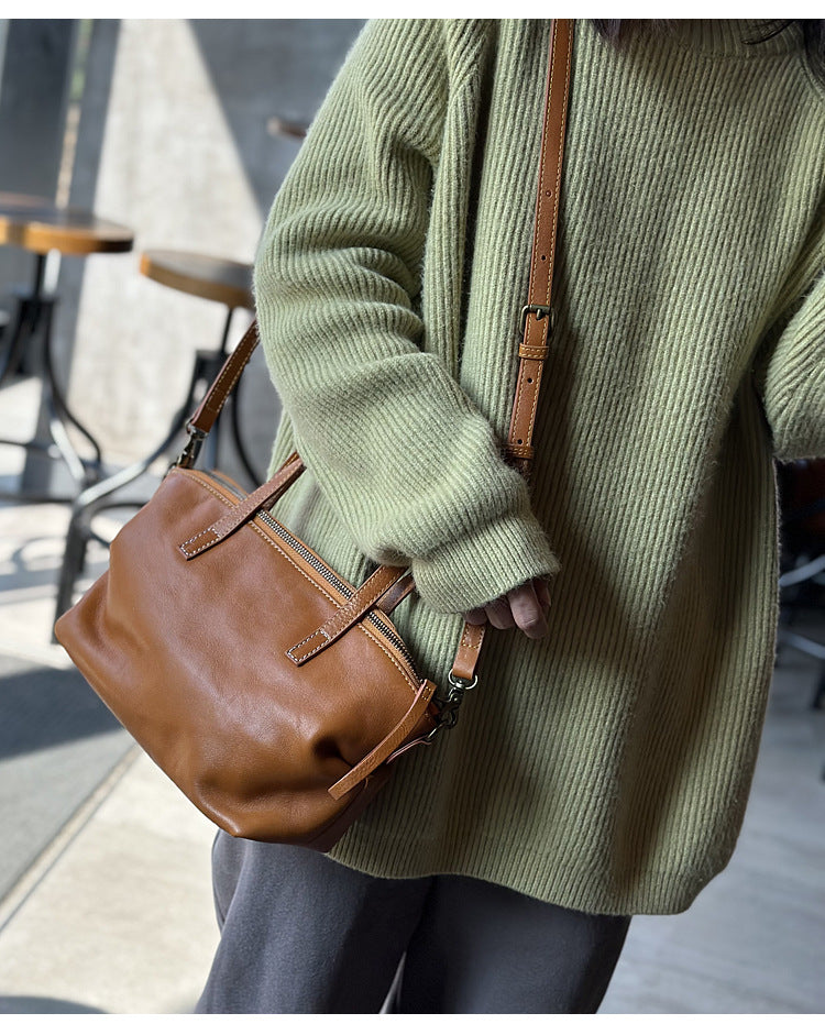 Genuine leather Dumpling messenger bag