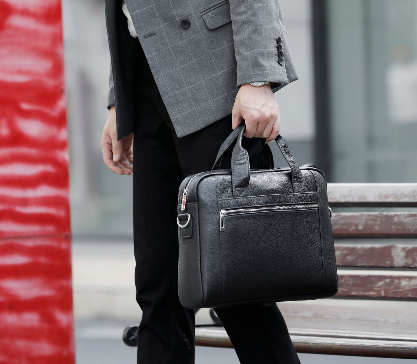 Men's Full Grain Leather Office Bag Briefcase for 13.5" Laptop
