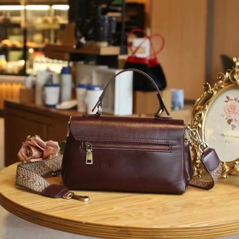 Genuine Leather Small Flap Shoulder Bag Crossbody