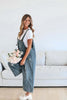 Distressed Denim Overall Dress Wide Leg Jumpsuit