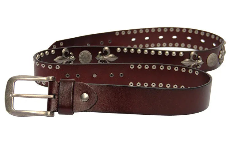 Studded Punk Leather Belt With Rivets