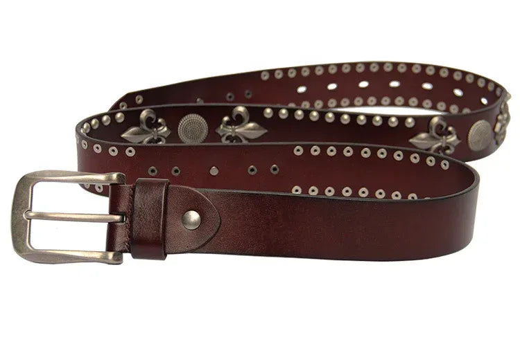 Studded Punk Leather Belt With Rivets