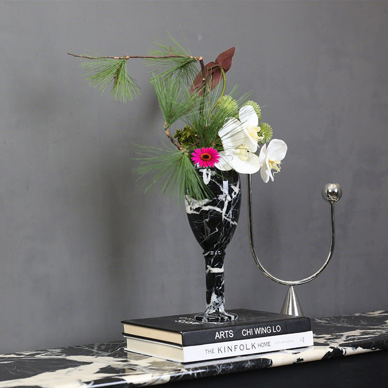 Black and White Marble Vase for Living Room Decor