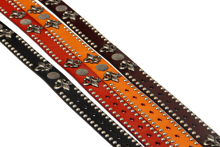 Studded Punk Leather Belt With Rivets