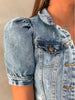 Puff Sleeve Crop Denim Jacket Women