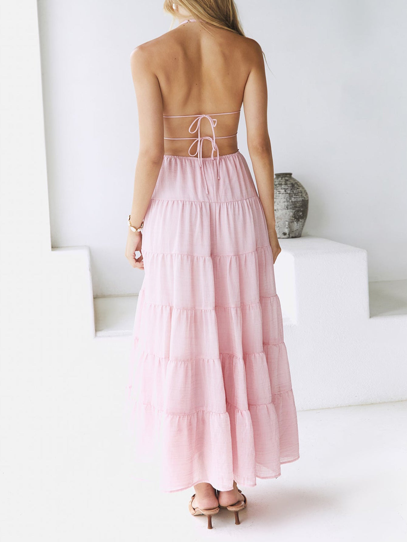 Tiered Backless Maxi Dress Summer Look
