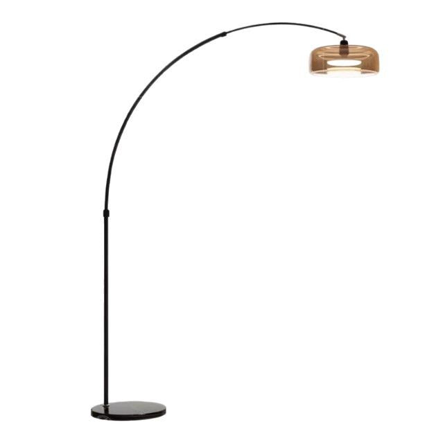 Italian Arc Floor Lamp with Glass Shade and Marble Base