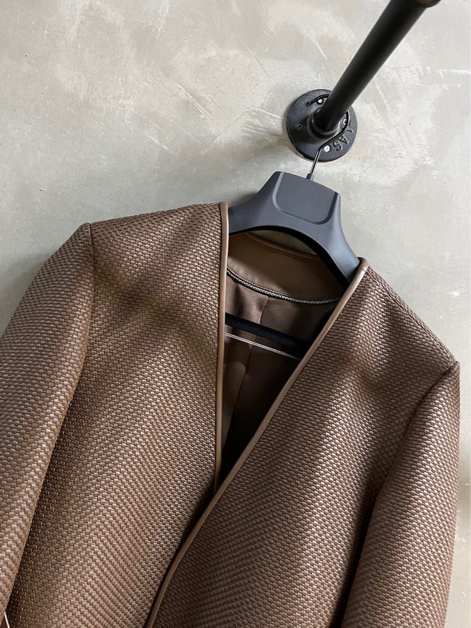 Women Hand Woven Leather Jacket with Open Front Belt
