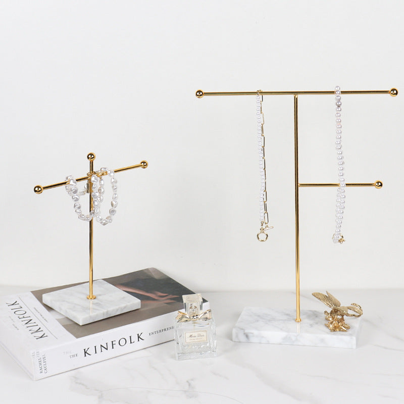 Nordic Gold Marble Jewelry Stand Necklace & Bracelet