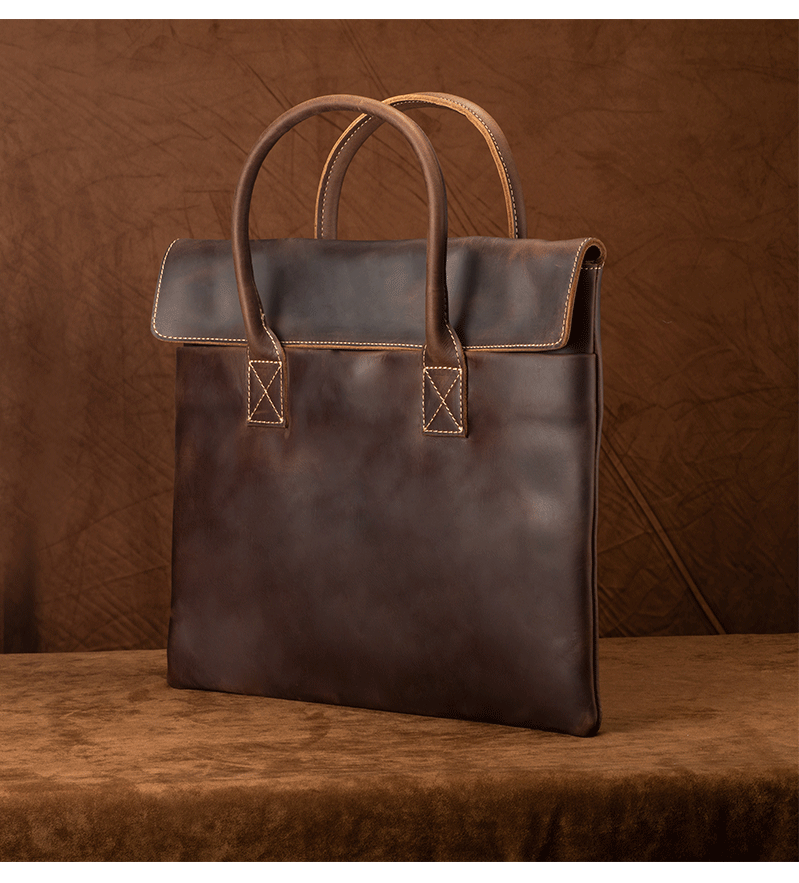 Genuine Leather Slim Briefcase Bag for Men