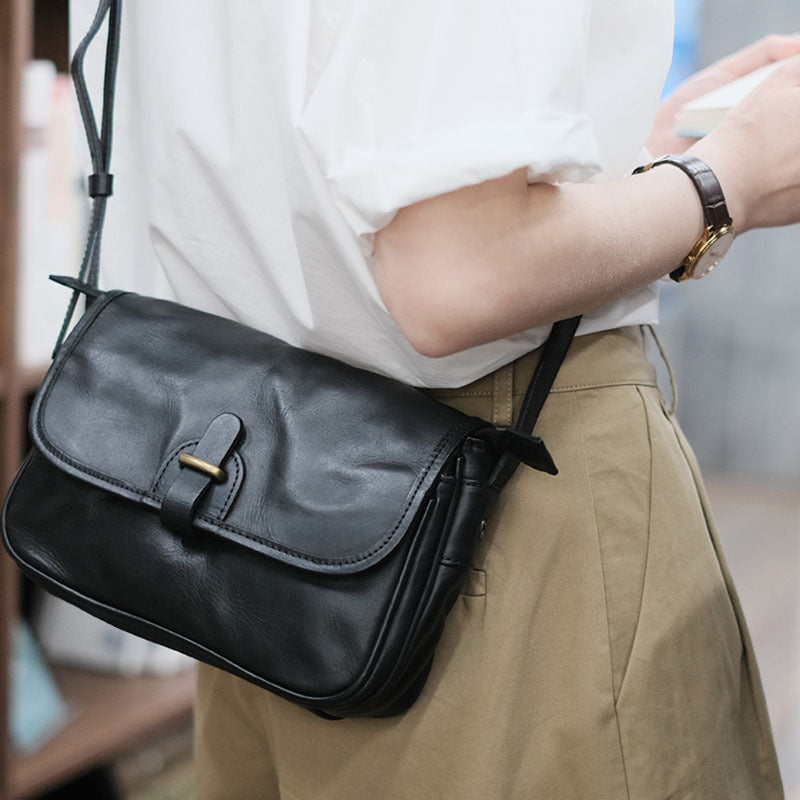 Genuine Brown Leather Crossbody Purse for Work & Office