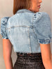 Puff Sleeve Crop Denim Jacket Women