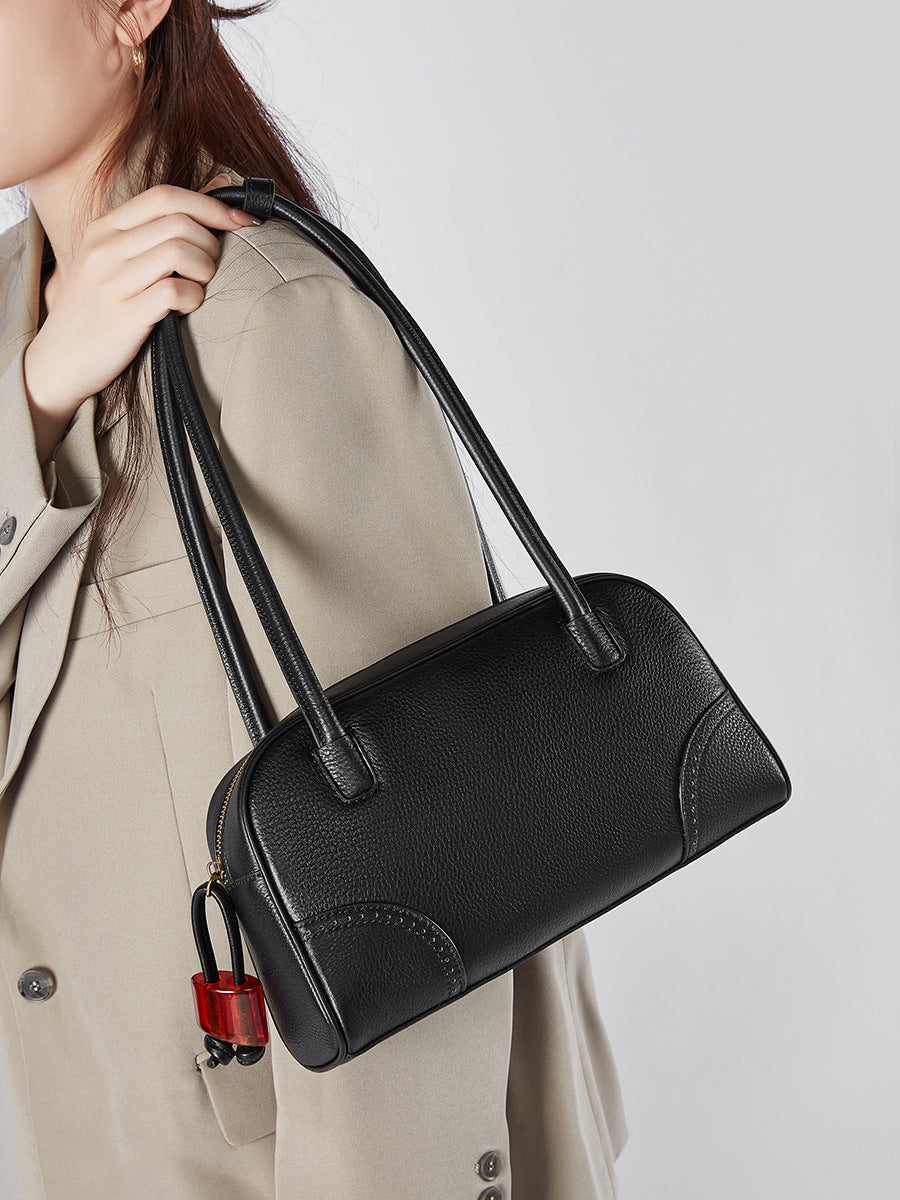 Women's Leather Shoulder Bag with Long Strap