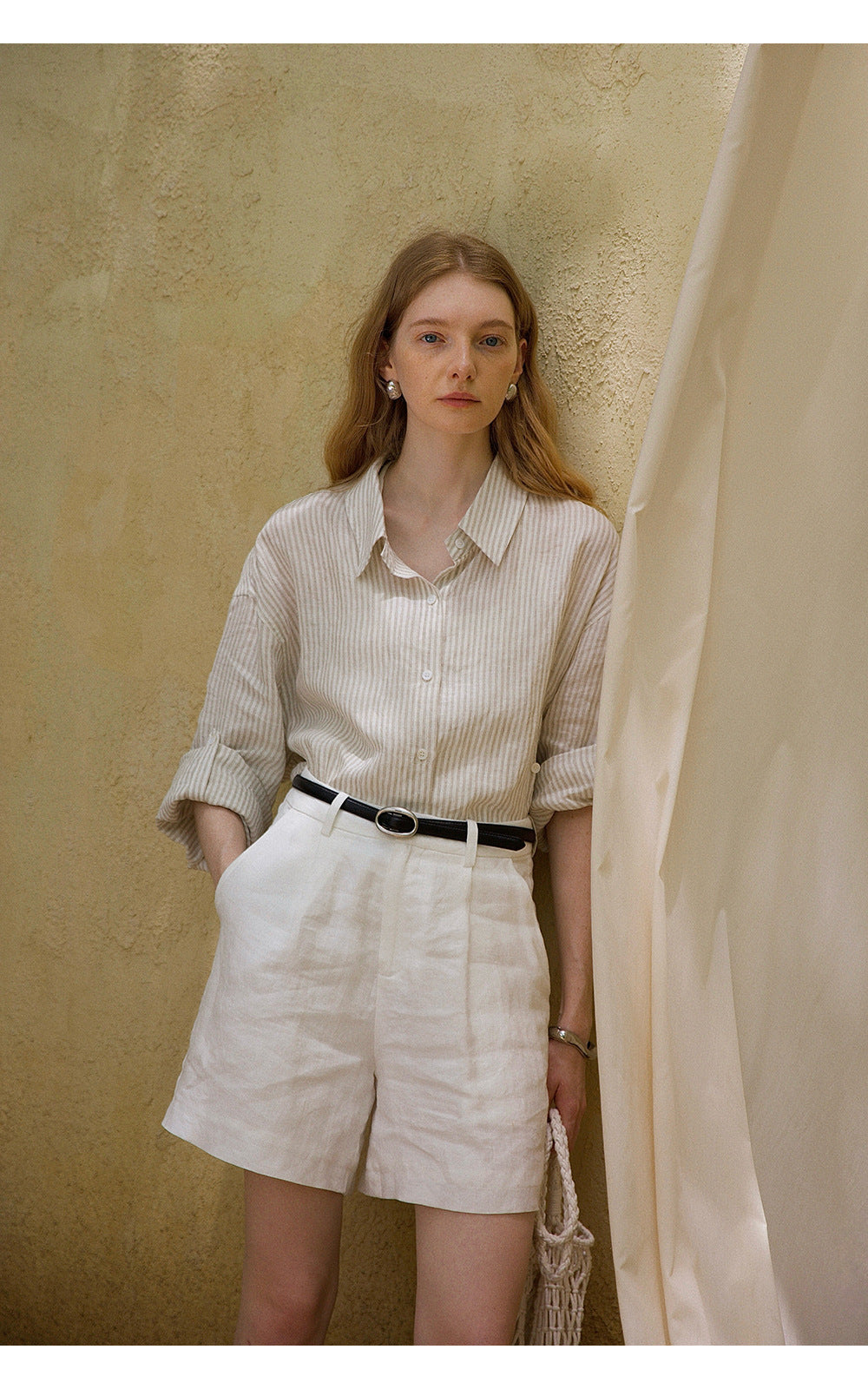 women summer beach linen shorts