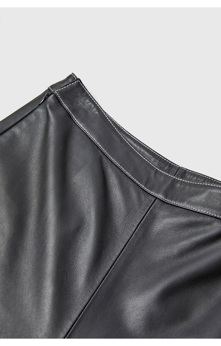 High Rise Leather Elephant Style Pants Straight Leg Midi Culotte