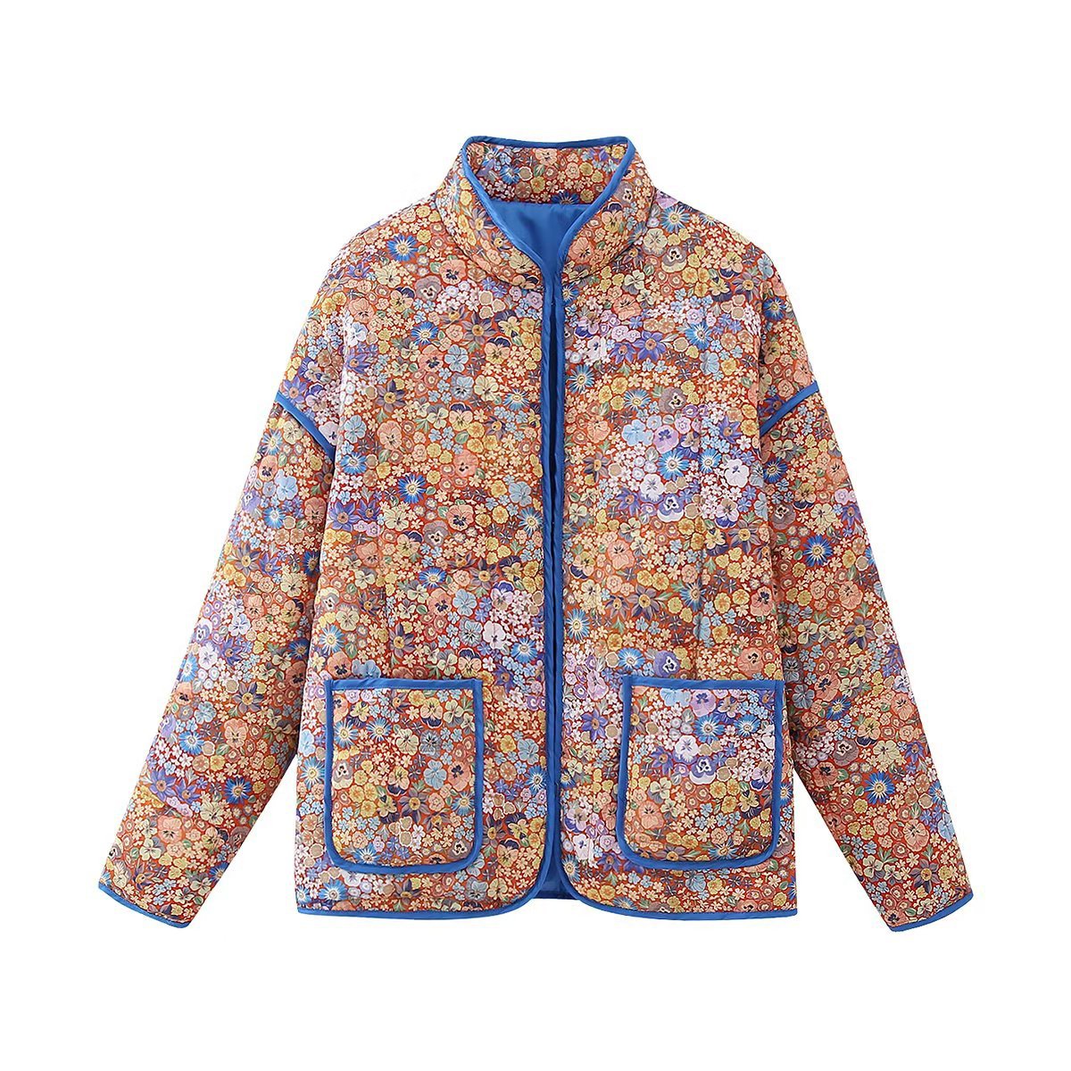Women’s Floral Quilted Cotton Coat Lightweight Padded Jacket