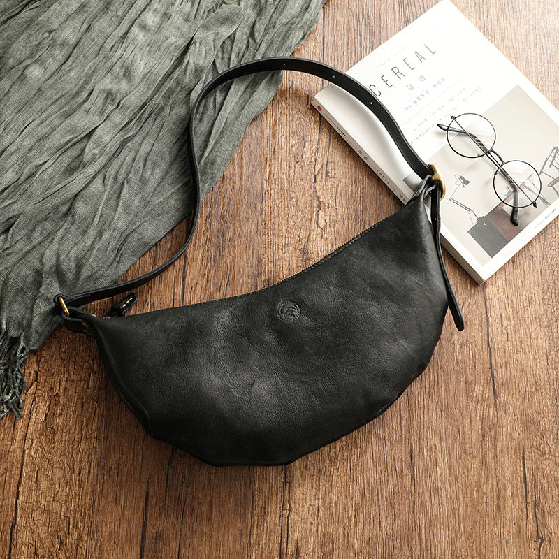 Women’s Genuine Leather Shoulder Croissant Purse