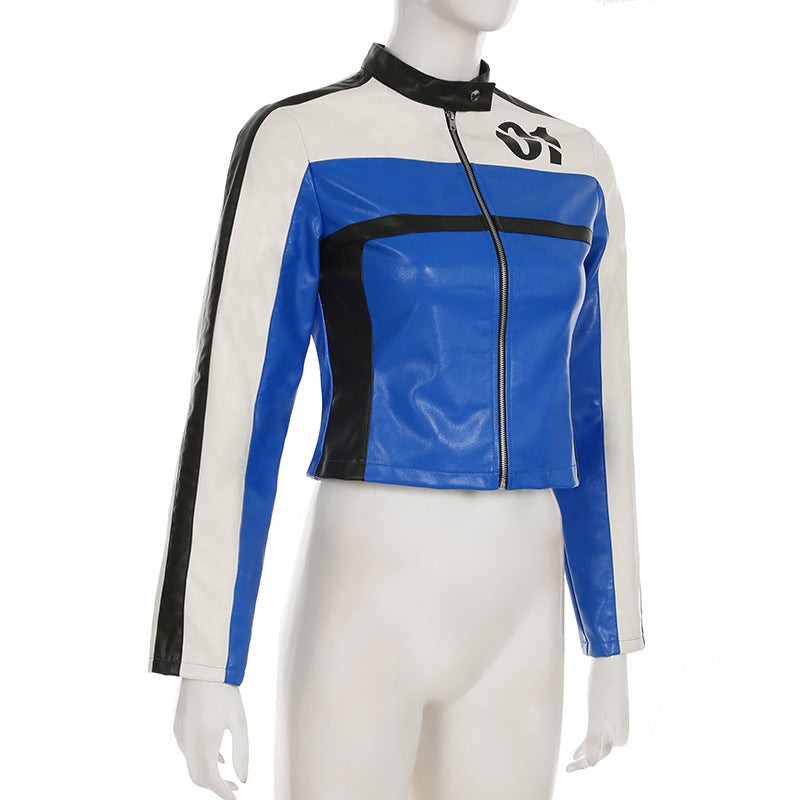Women’s Cropped Faux Leather Biker Jacket