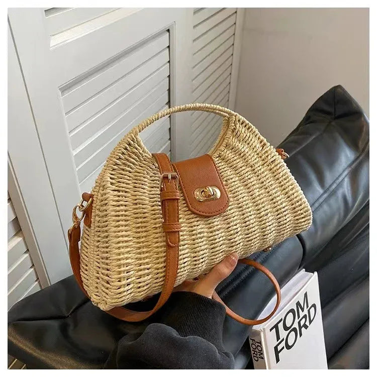 Straw Woven Beach Crossbody Bag for Women