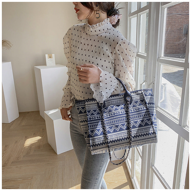 Boho Canvas Bucket Bag for Women