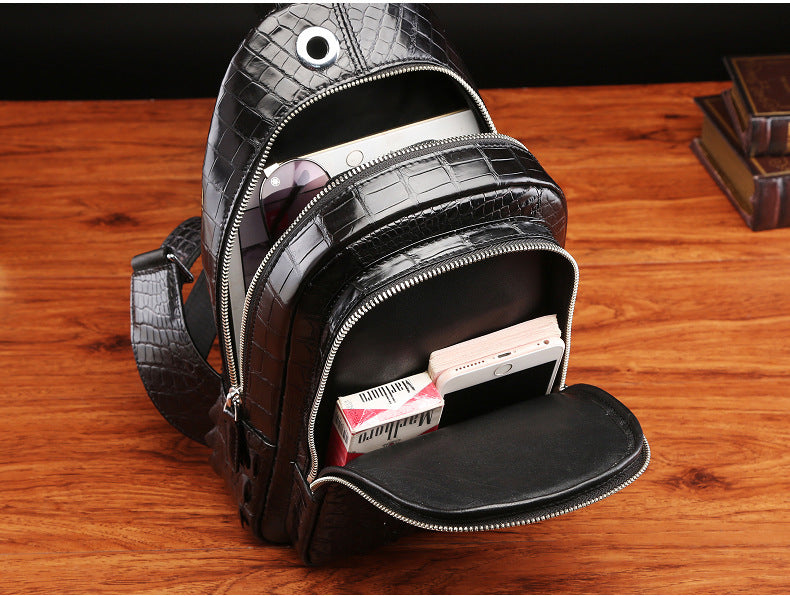 Genuine Crocodile Leather Men’s Chest Bag Crossbody Messenger