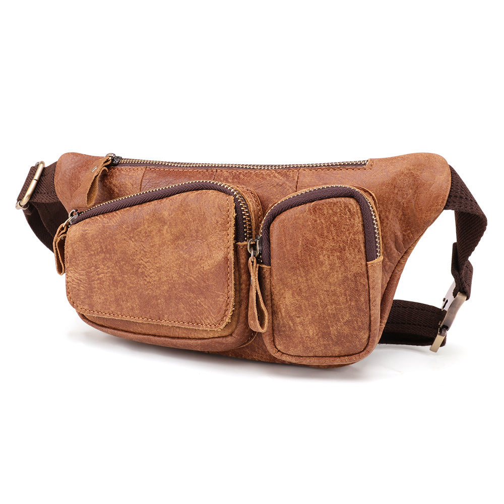 Genuine Leather Men's Chest Crossbody Bag