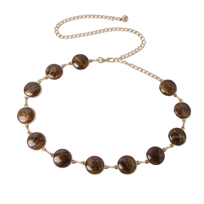 Women’s Tiger Eye Style Resin Waist Chain with Oval Links