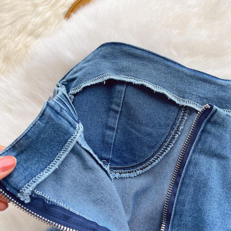 Strapless Denim Mini Bodycon Dress with Pleated Skirt