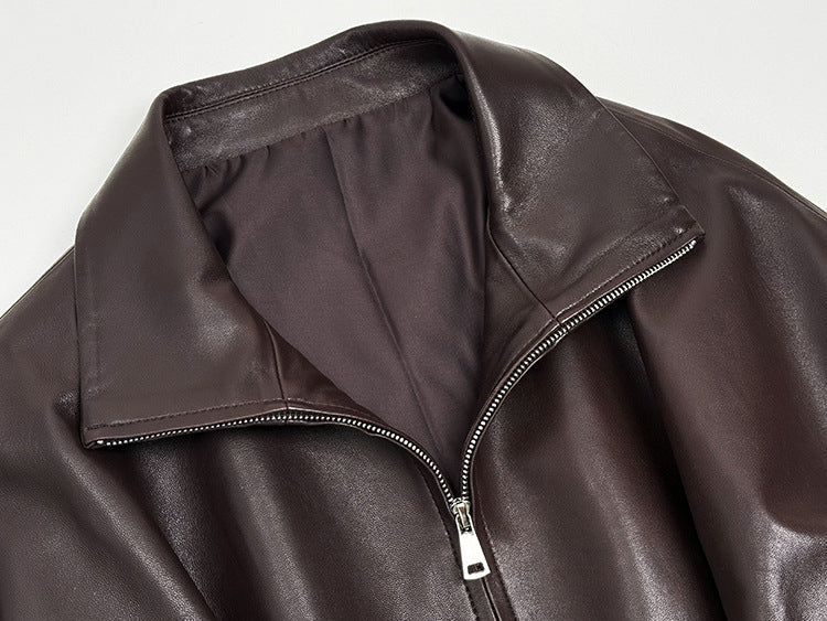 Women Oversized Leather Motorcycle Jacket