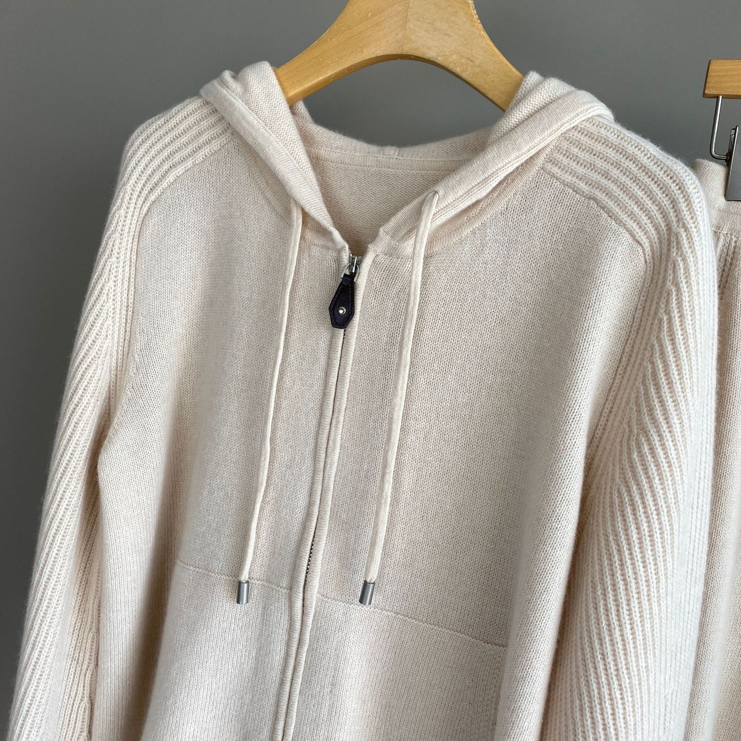 Women Cashmere Wool Knit Hoodie and Pants Set