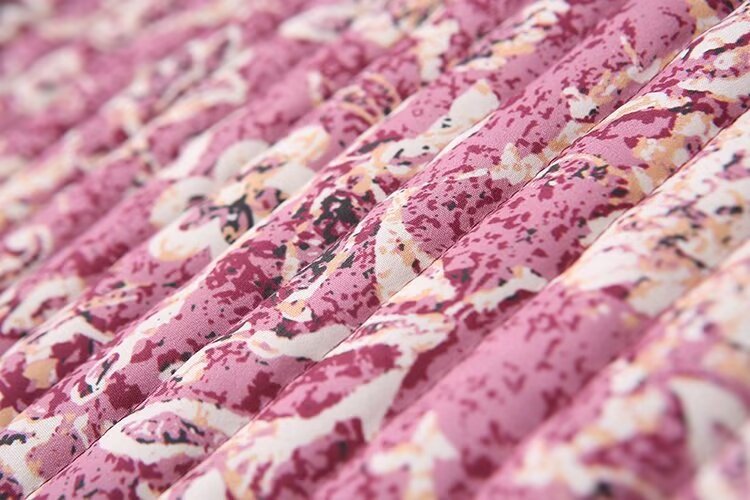 Women Floral Quilted Cotton Jacket Round Neck