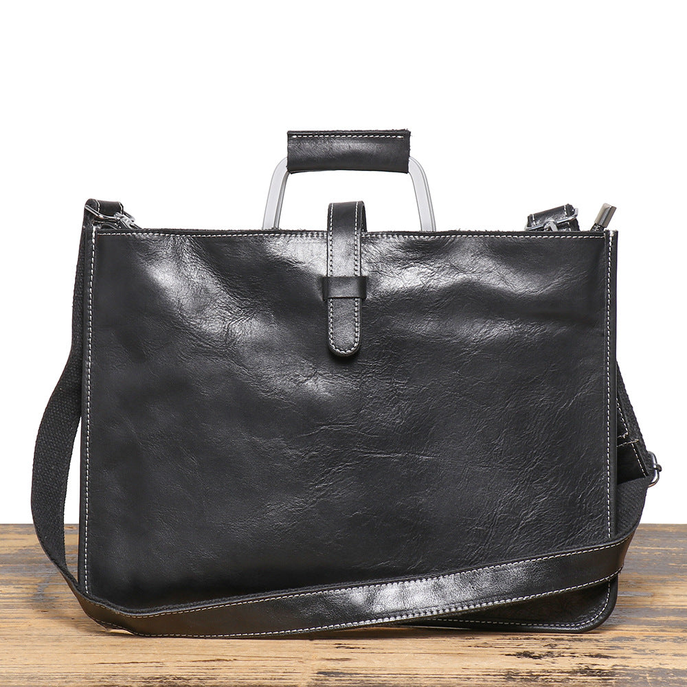 Men's Genuine Brown Leather Office Bag Briefcase