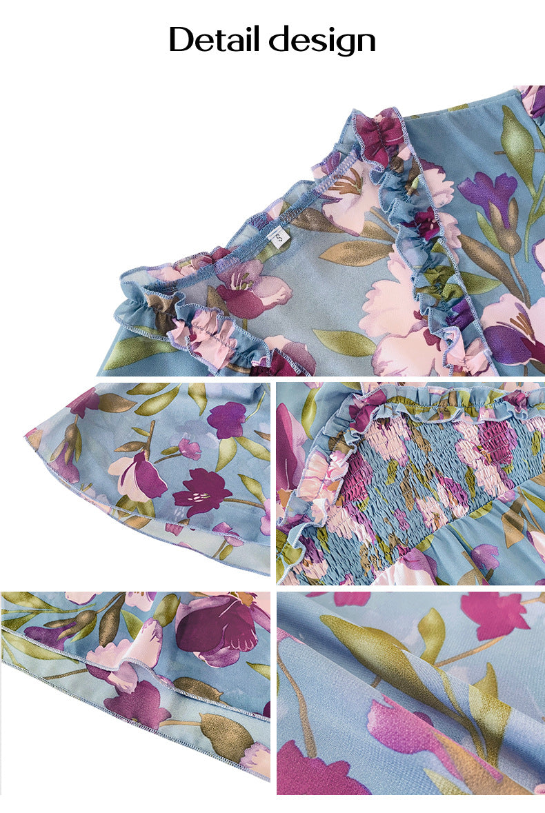 Women Summer Dress with Smocked Waist and Slit