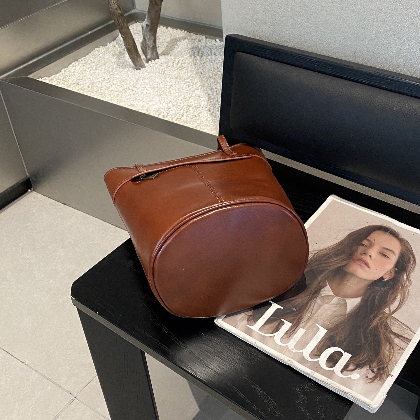 Women’s Leather Shoulder Bucket Purse