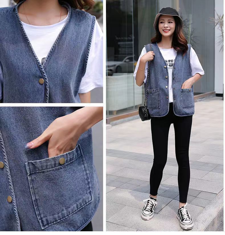 denim sleeveless jean vest