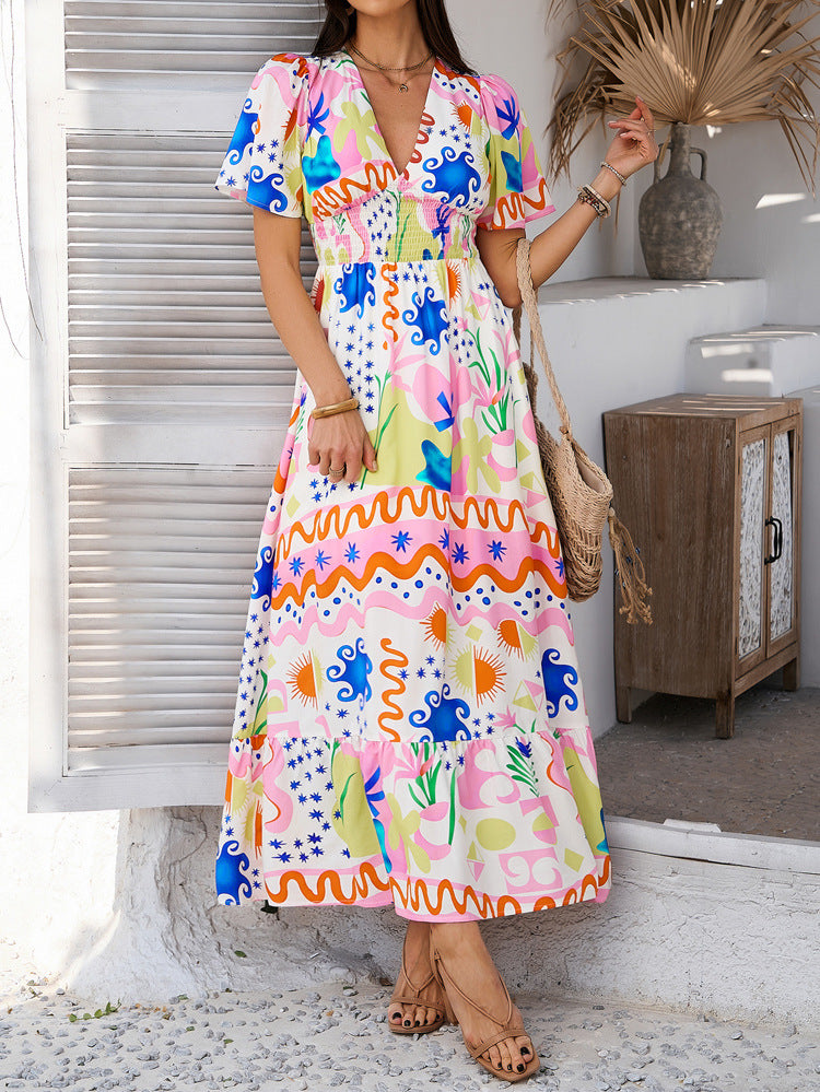 Colorful Floral Maxi Sun Dress for Women