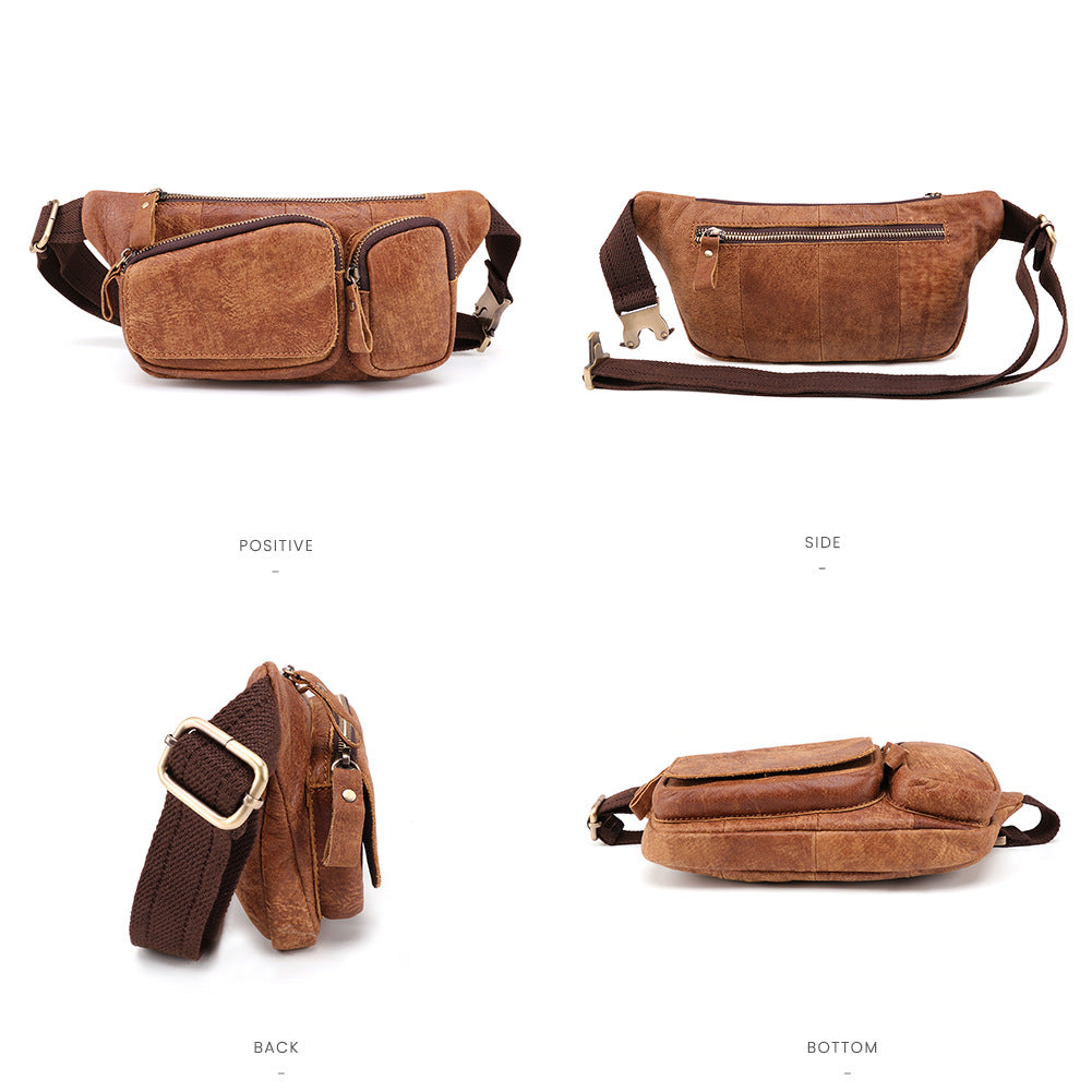 Genuine Leather Men's Chest Crossbody Bag