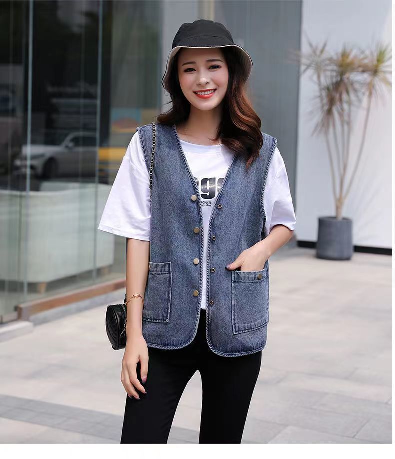 denim sleeveless jean vest