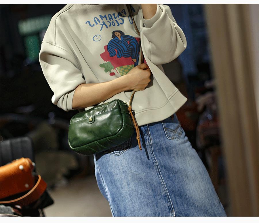 Women Leather Messenger Pillow Bag