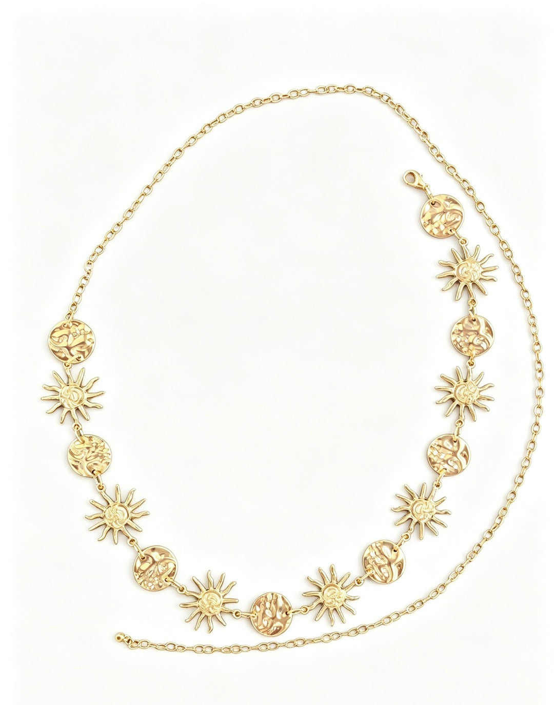 Women’s Gold Sun Medallion Waist Chain for Denim and Dresses