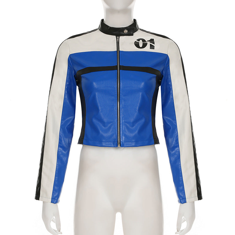 Women’s Cropped Faux Leather Biker Jacket