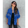 Women Denim Jacket with Chain Rivet Fringe