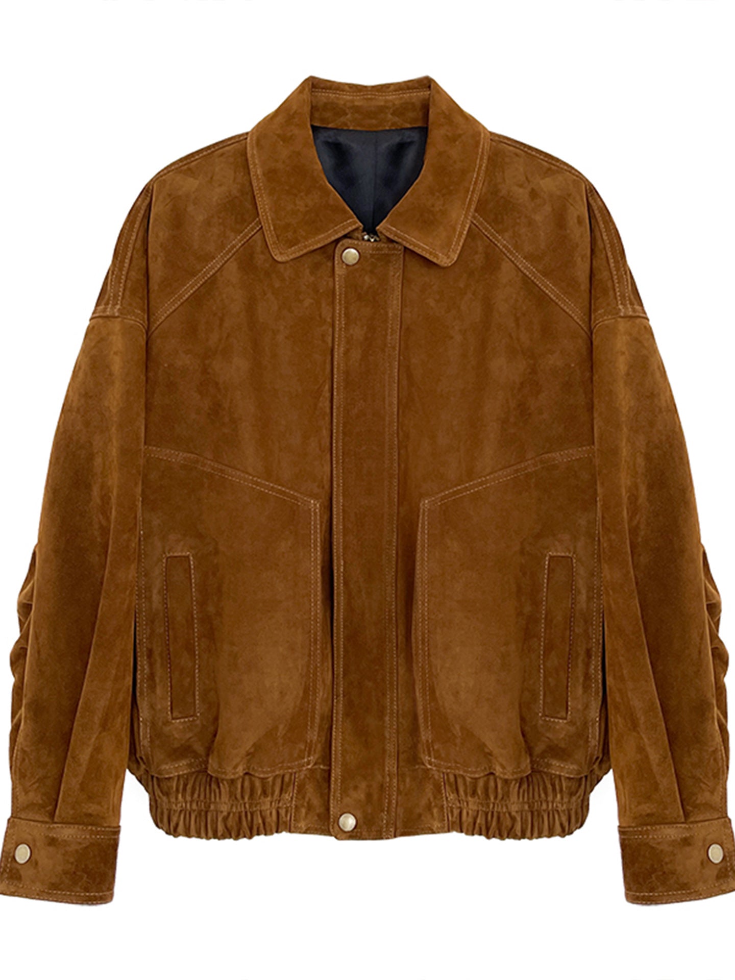 Loose Fit Retro Bomber Women Real Suede Jacket