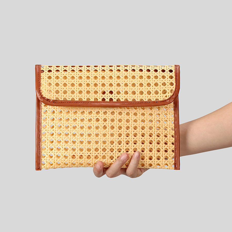 Woven PU Straw Crossbody Bag for Women