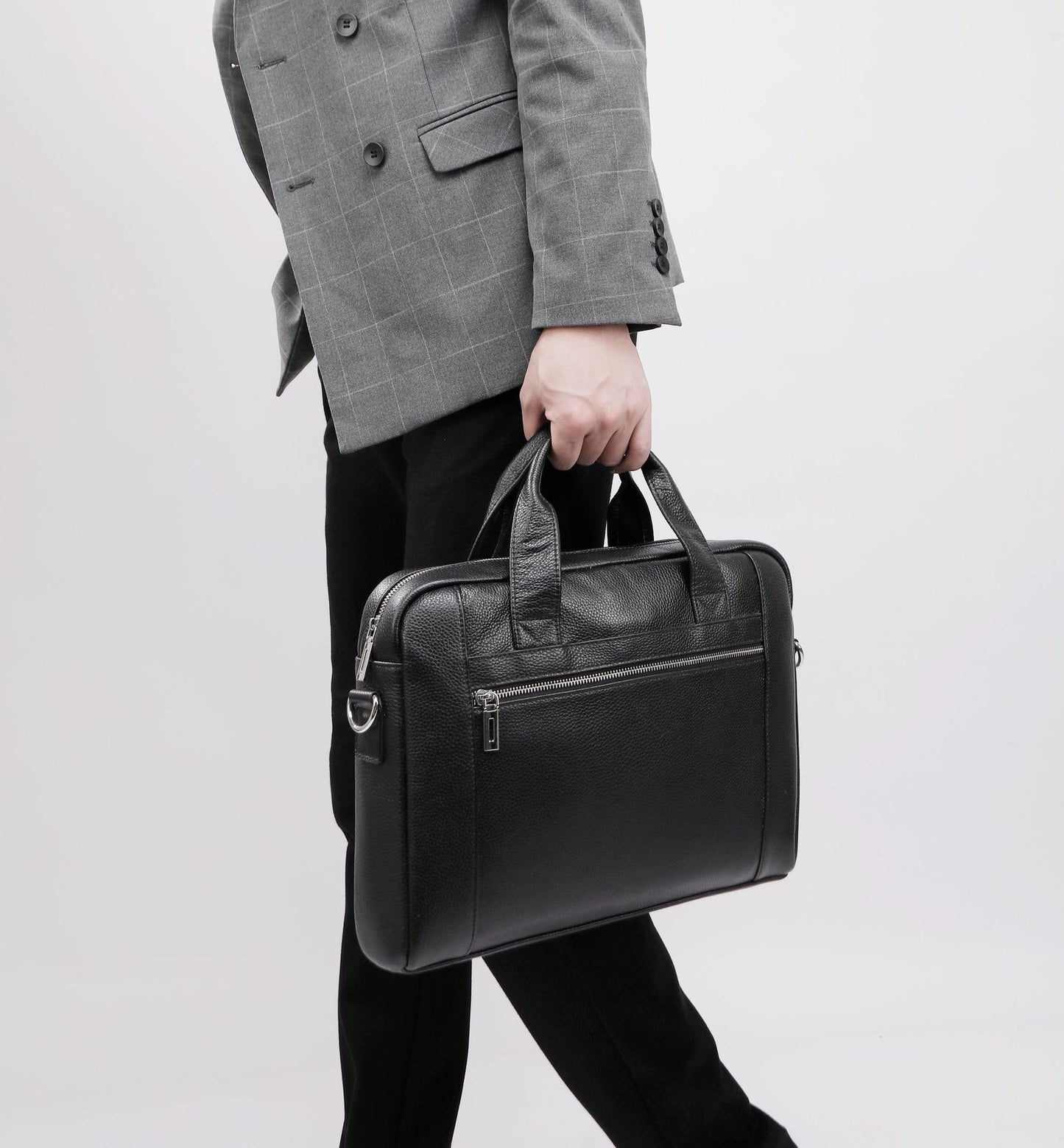 Men's Full Grain Leather Office Bag Briefcase for 13.5" Laptop