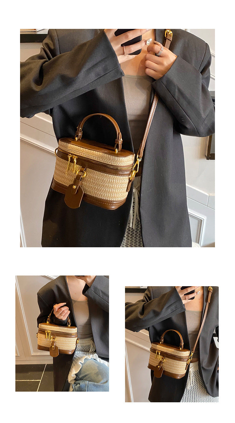 Straw Crossbody Purse for Women Woven Box Beach Bag