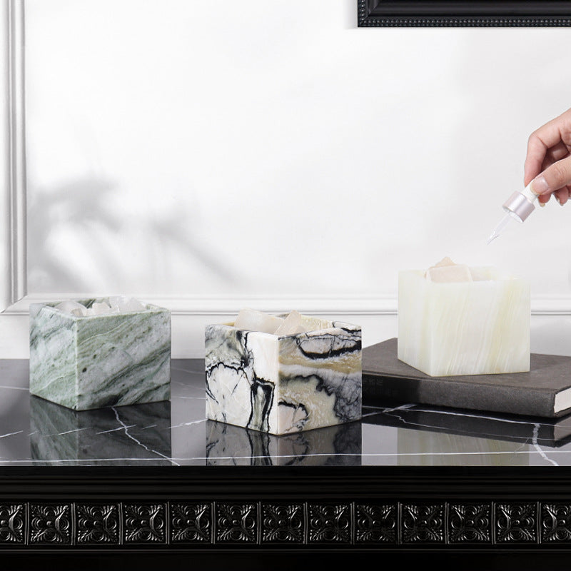 Nordic Marble Candlestick Holder Square Stone Candle Cup