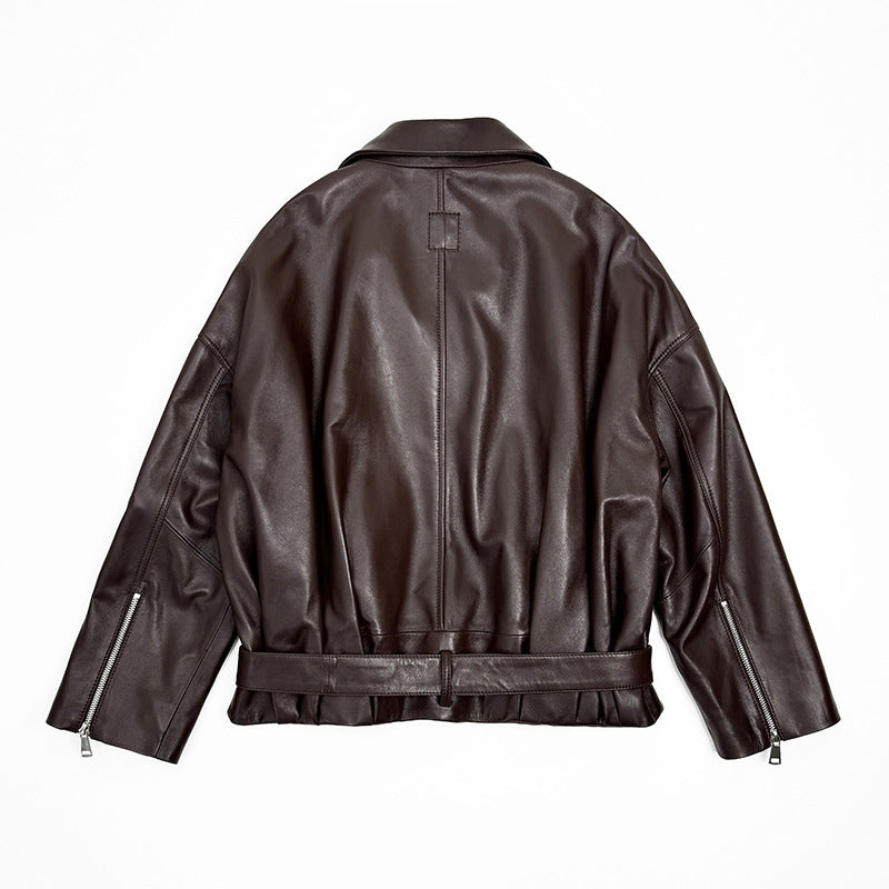 Women Oversized Leather Motorcycle Jacket