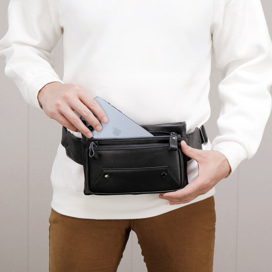 Men's Leather Waist Bag Crossbody Chest Belt Bag
